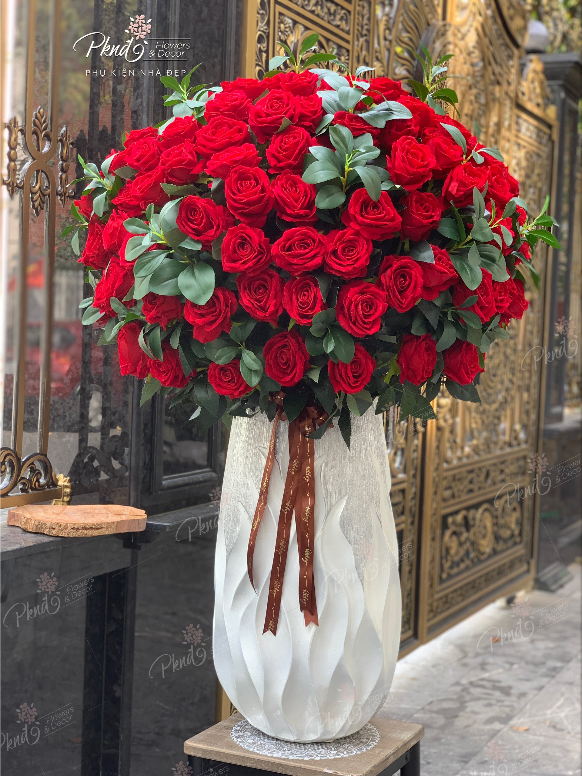 Bình hoa hồng giả chất liệu lụa cao cấp màu đỏ, siêu to kích thước ...