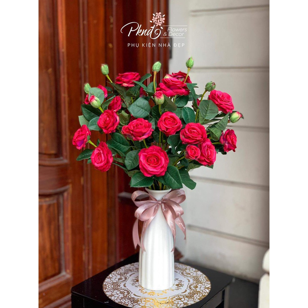Bình hoa hồng leo pháp lụa cao cấp PKND  FLOWERS & DECOR