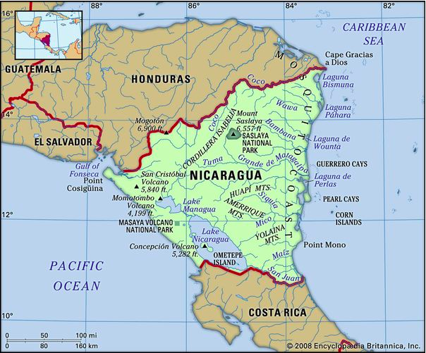 Bản đồ đất nước Nicaragua