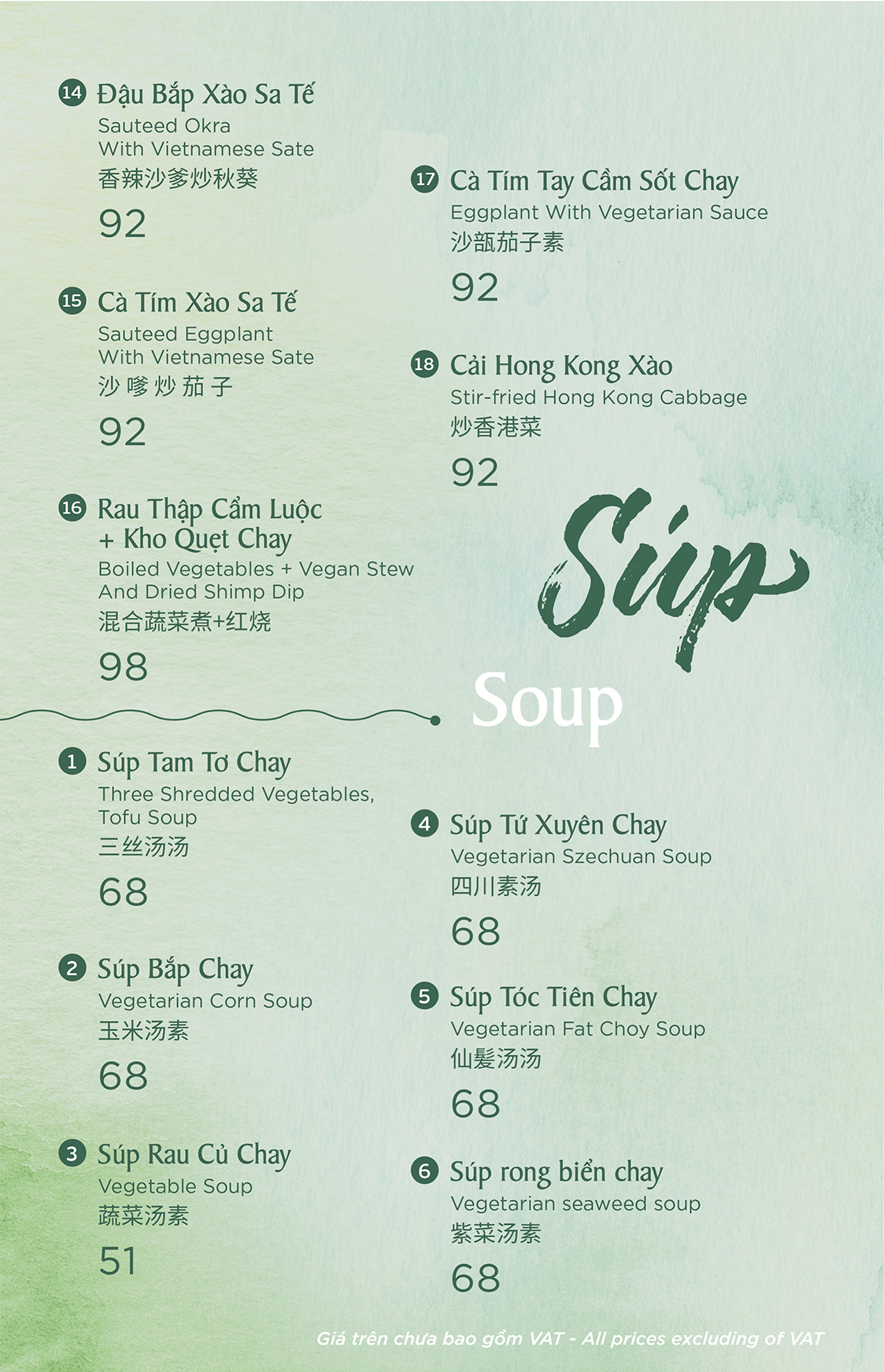 Menu Chay | tanhaivan.com