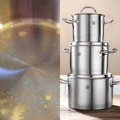 Khắc phục vết cầu vồng trên nồi chảo inox