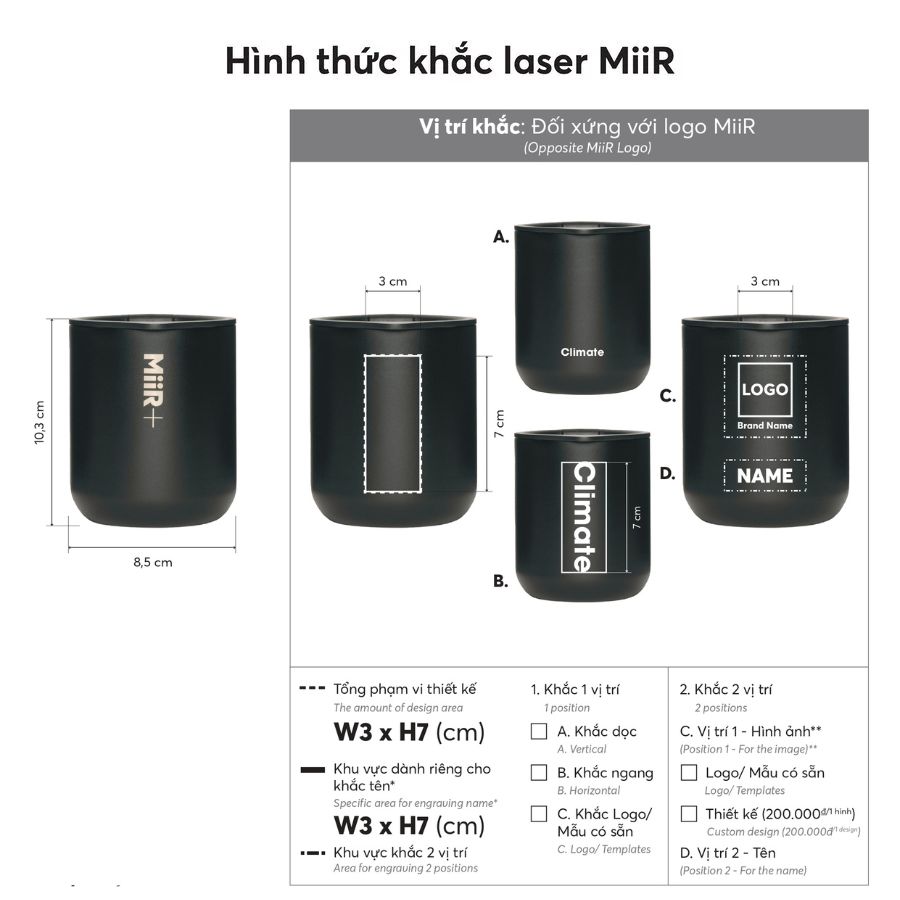Mẫu khắc Ly giữ nhiệt Climate+ 354ml