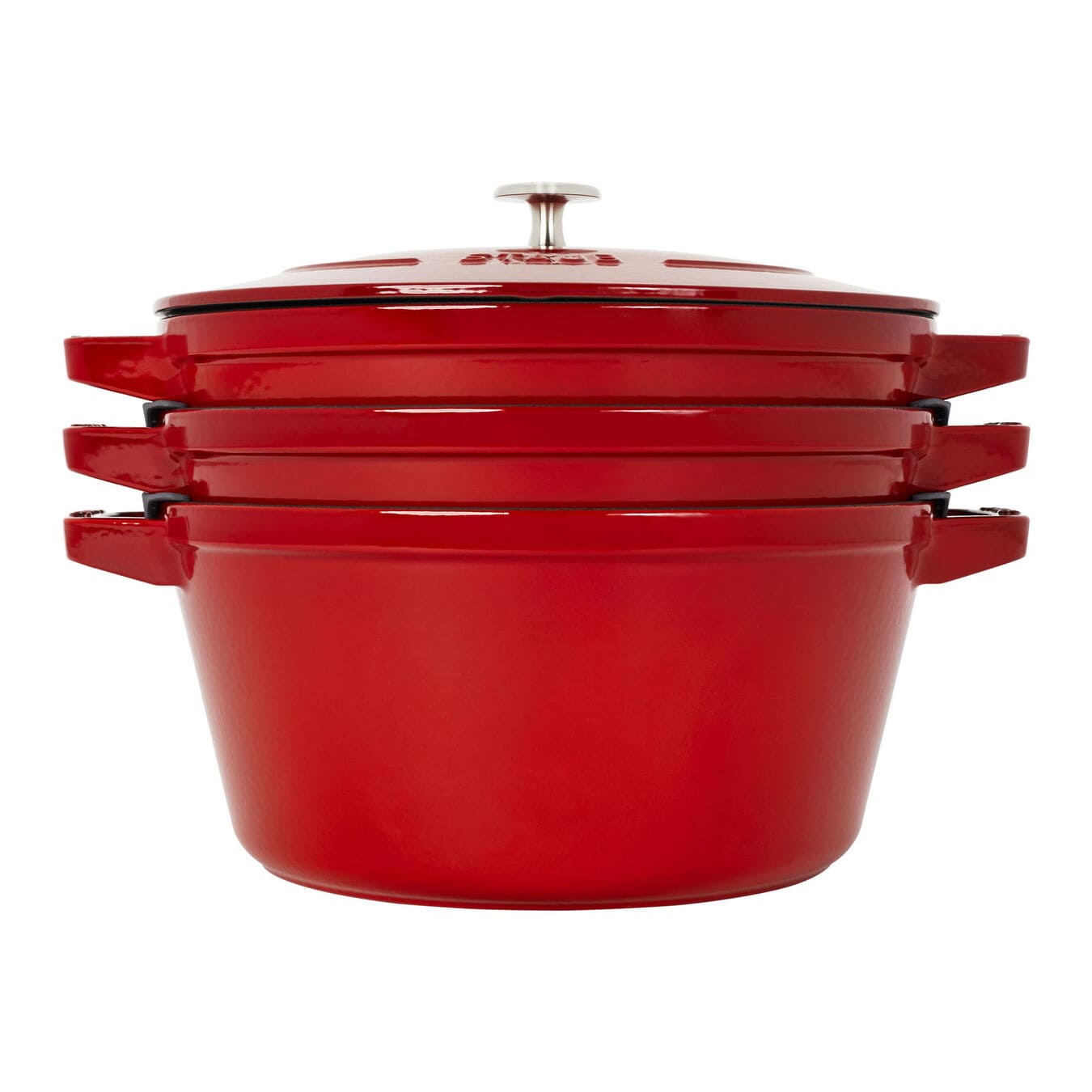 Bộ nồi gang tròn Staub - Màu đỏ cherry - 4 món