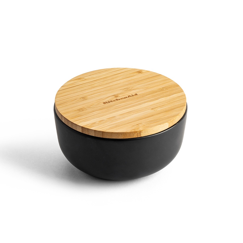 KitchenAid - Tô gốm có nắp tre màu đen - 15cm (1L)