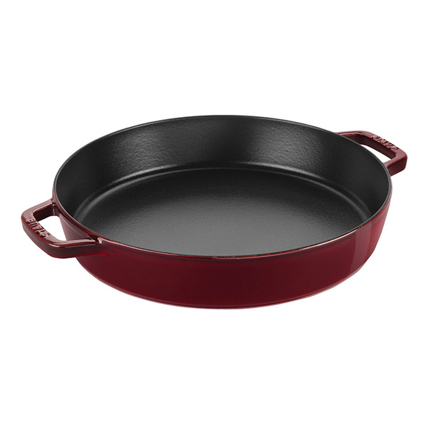 Chảo gang hai quai STAUB - Màu đỏ lựu - 33cm (B)