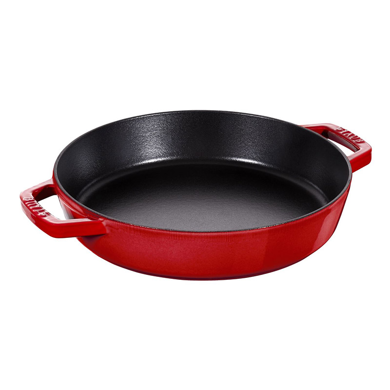 Chảo gang hai quai STAUB - Màu đỏ cherry - 33cm (B)