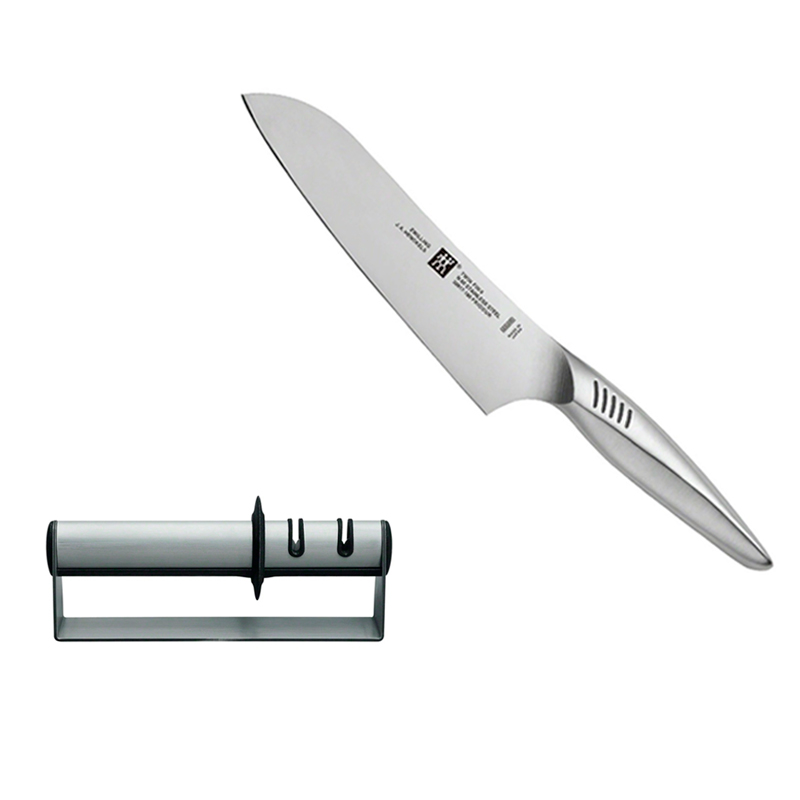 ZWILLING COMBO Dao Santoku và Mài dao 2 lưỡi