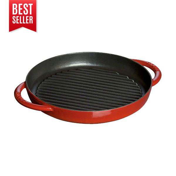 Chảo gang nướng STAUB - Màu đỏ cherry – 26cm