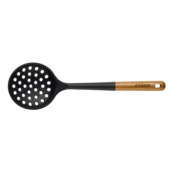 Muỗng đục lỗ silicon Staub - Màu đen - 31cm