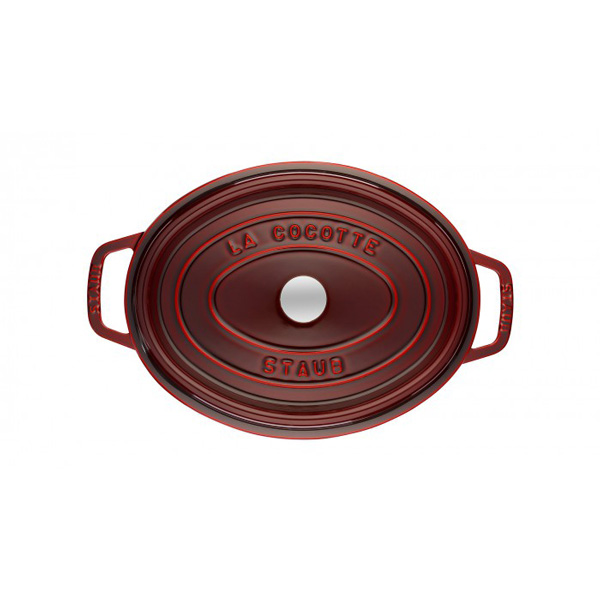 Nồi gang oval Staub - Màu đỏ lựu - 31cm - OPEN BOX