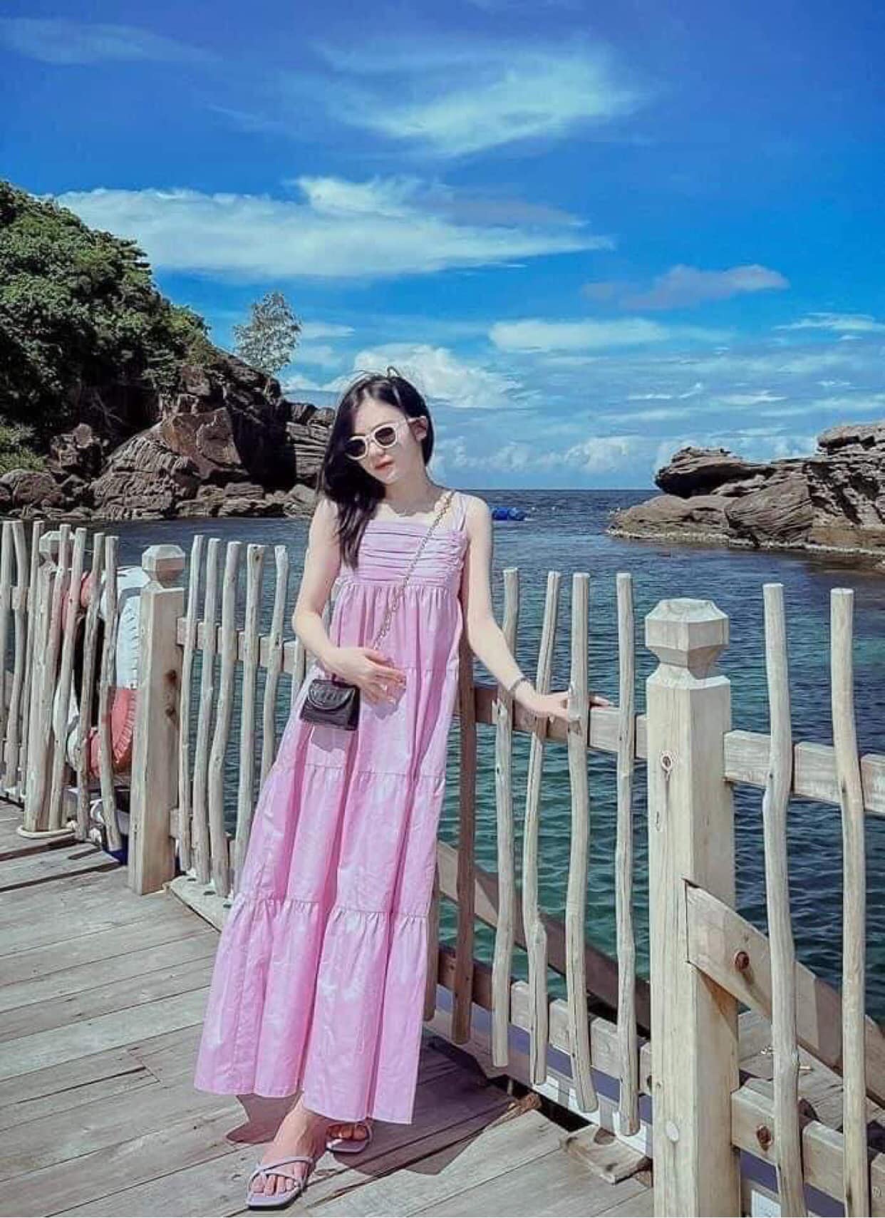 NEWTAG Váy ZARA hồng phối ren