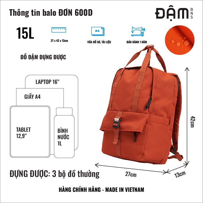 Balo ĐƠN 600D