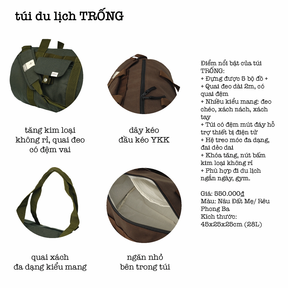 Túi du lịch TRỐNG 65:35