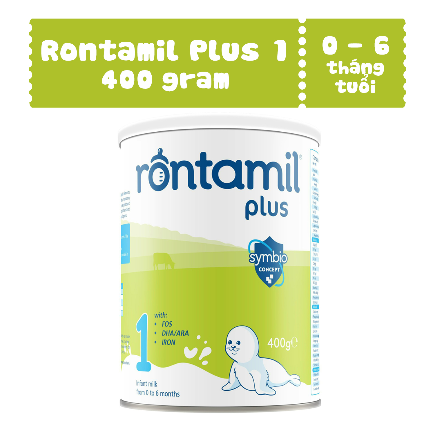 Rontamil Plus 1 cho bé 0-6 tháng 400g