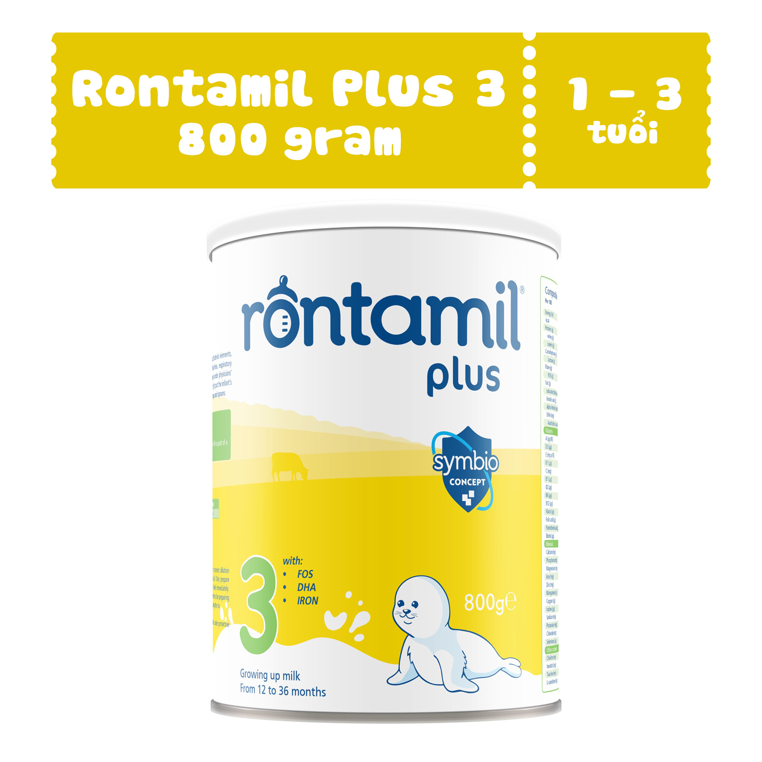 Rontamil Plus 3 cho bé 1-3 tuổi 800g