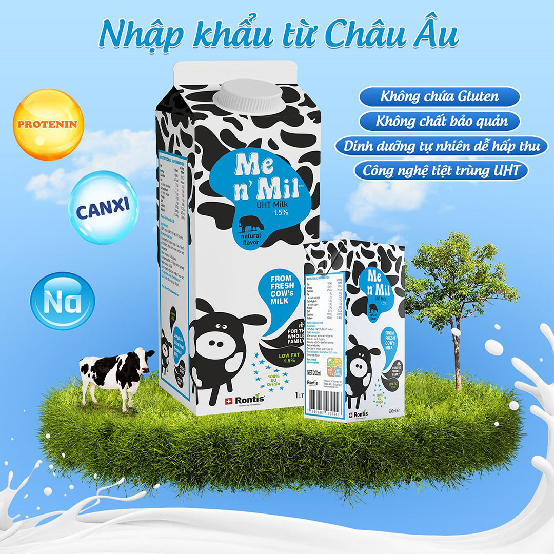 Sữa tươi tiệt trùng Me n' Mil Vị Tự Nhiên 200ml