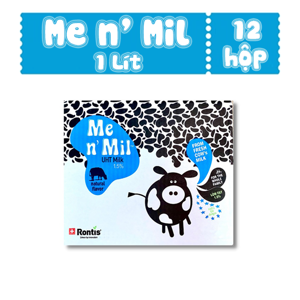 Thùng sữa tươi tiệt trùng Me n' Mil Vị Tự Nhiên 10 hộp 1 Lít