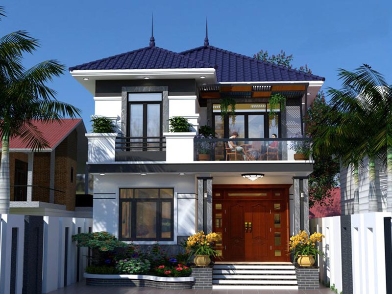 Mẫu nhà 2 tầng mái nhật 3 phòng ngủ kiến trúc đẹp mắt và độc đáo