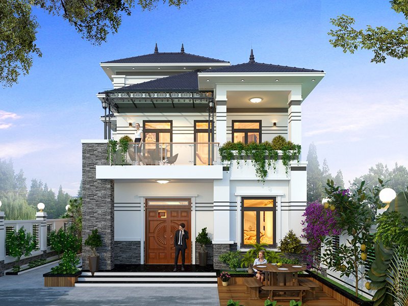 Ưu điểm nhà mái Nhật 2 tầng là Tiết kiệm diện tích