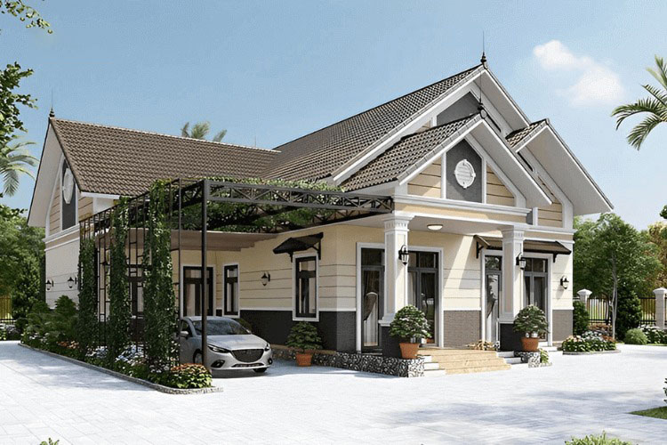 Mẫu nhà cấp 4 mái thái đẹp cho vùng quê