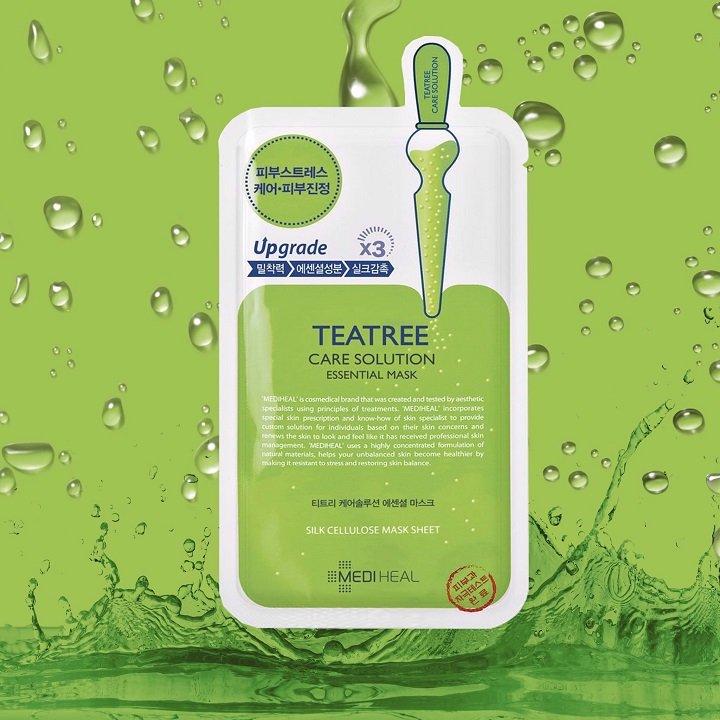 Mặt nạ cho da mụn, lỗ chân lông to 11 Mặt nạ tinh chất trà tràm ngăn ngừa mụn Mediheal Teatree Care Solution Essential Mask - Miếng 25g