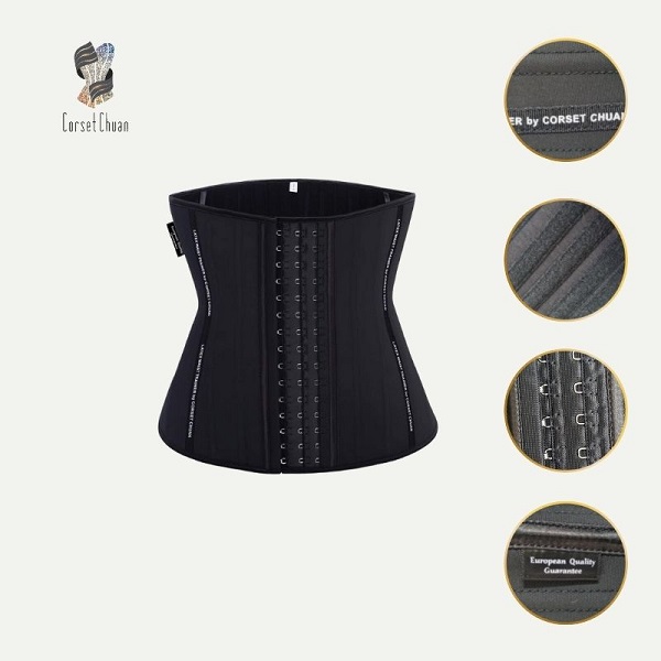 HCM] Đai nịt bụng Latex Corset Chuẩn Chính Hãng Hy Lạp - Màu đen