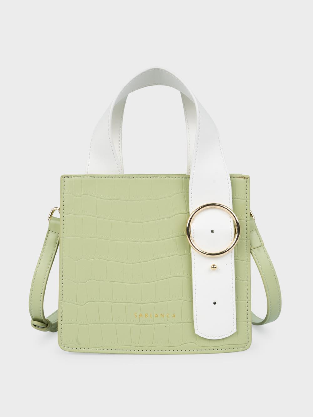 Túi xách tay hình vuông họa tiết vân cá sấu Sablanca HB0148 - Xanh ...