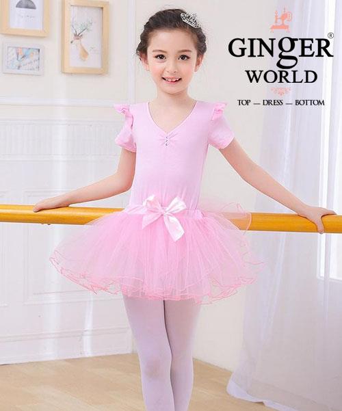 Mua Đầm múa ballet cho bé gái - Mẫu áo trắng 3 nơ lưng, váy chấm bi hồng |  Tiki