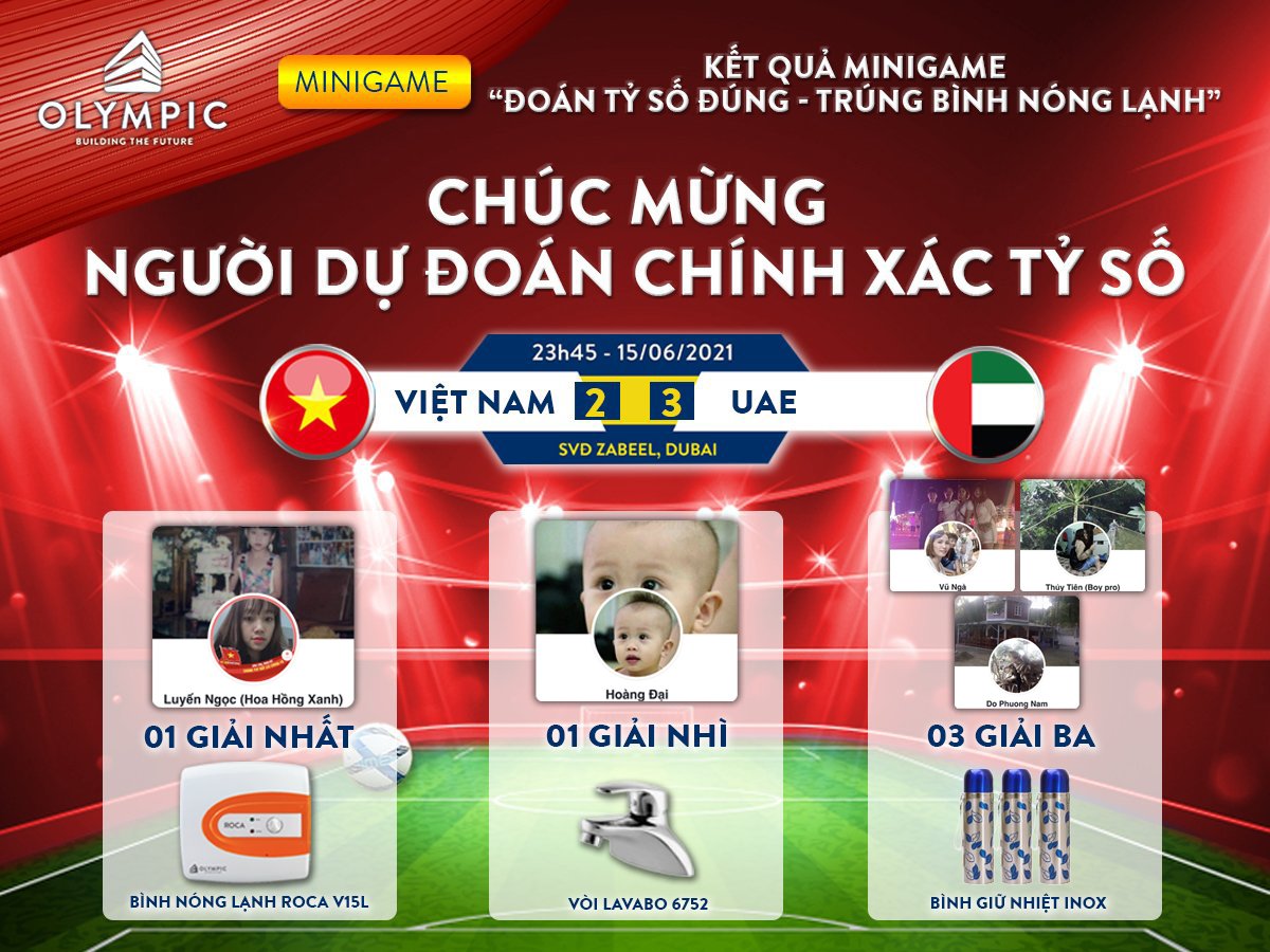 CÔNG BỐ DANH SÁCH TRÚNG GIẢI MINI GAME TRẬN VIỆT NAM - UAE