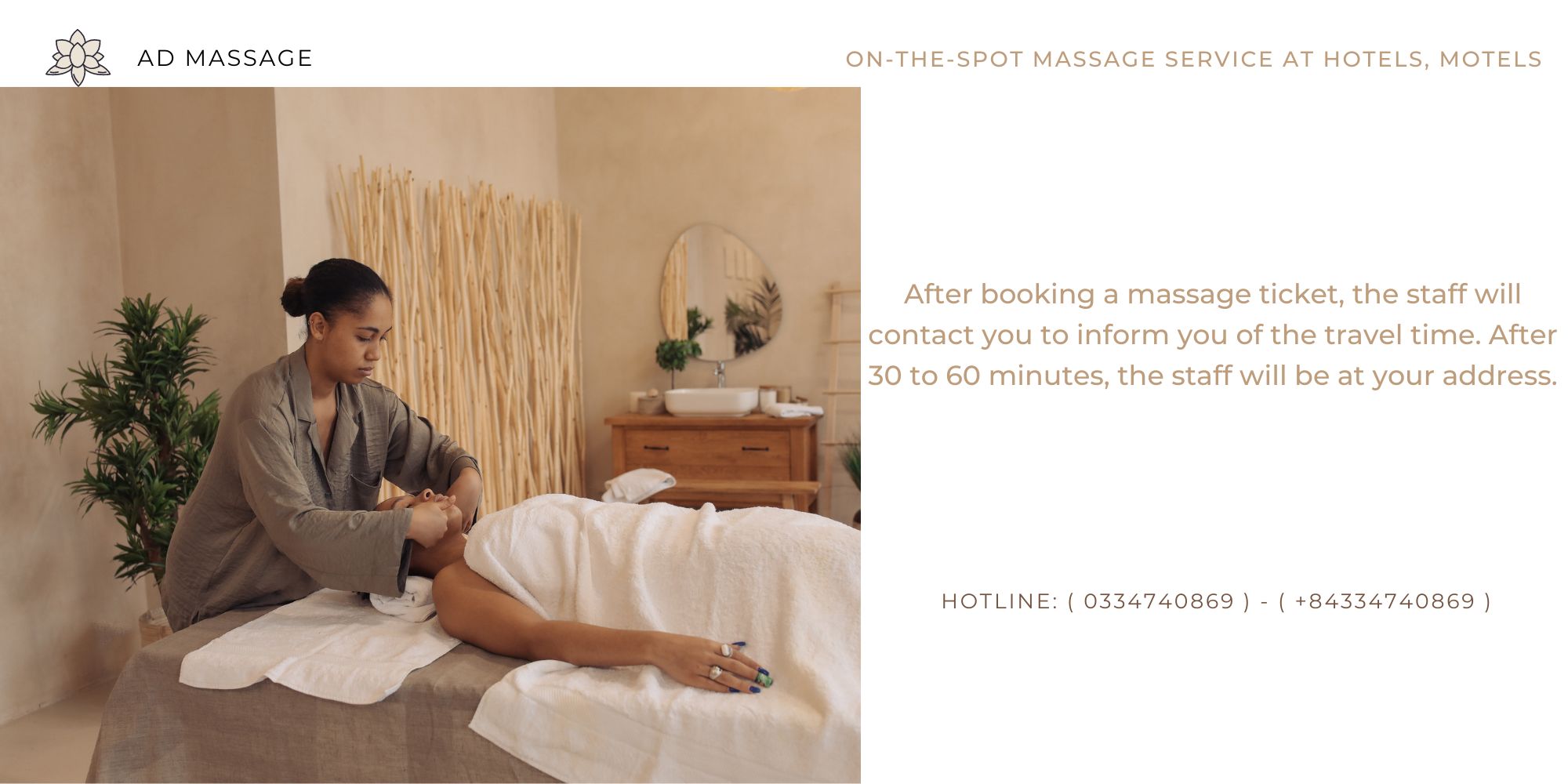 ON-THE-SPOT MASSAGE SERVICE AT HOTELS, MOTELS