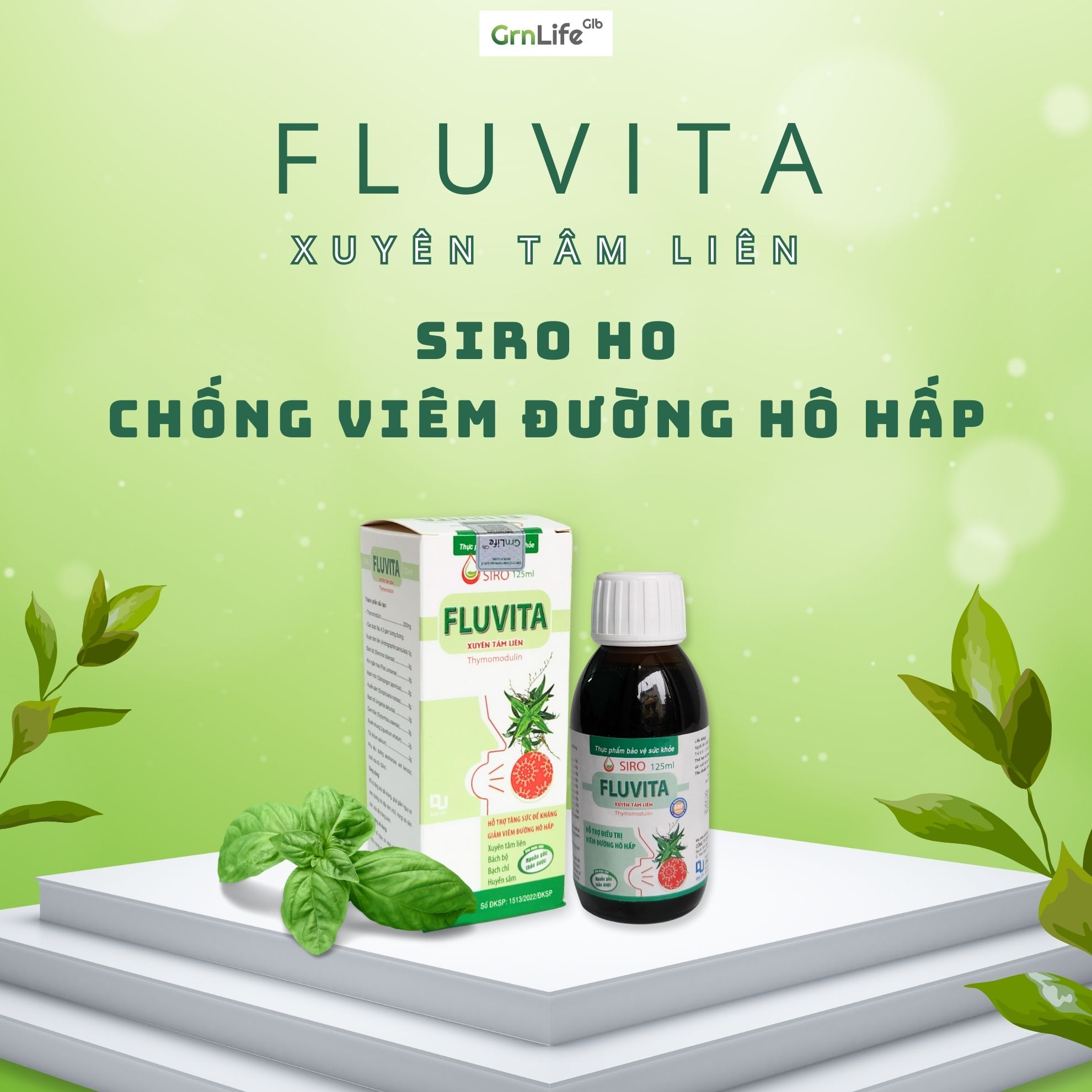 Siro ho cảm cúm Xuyên Tâm Liên FLUVITA Greenlife - Hỗ trợ giảm viêm hô hấp, tăng sức đề kháng