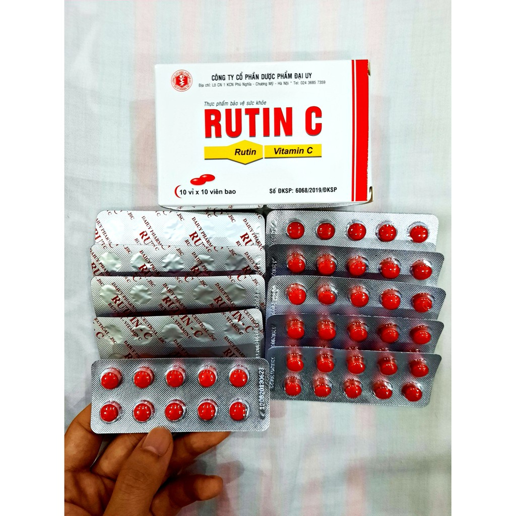 Rutin C Đại Uy 100 viên - Bổ sung vitamin C, tăng cường bền mạch máu, giảm chảy máu chân răng