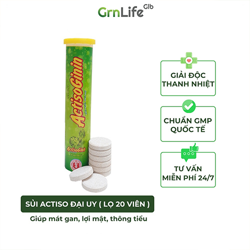 Sủi Actiso Đại Uy - Mát gan giải độc, lợi mật (Lọ 20 viên sủi)