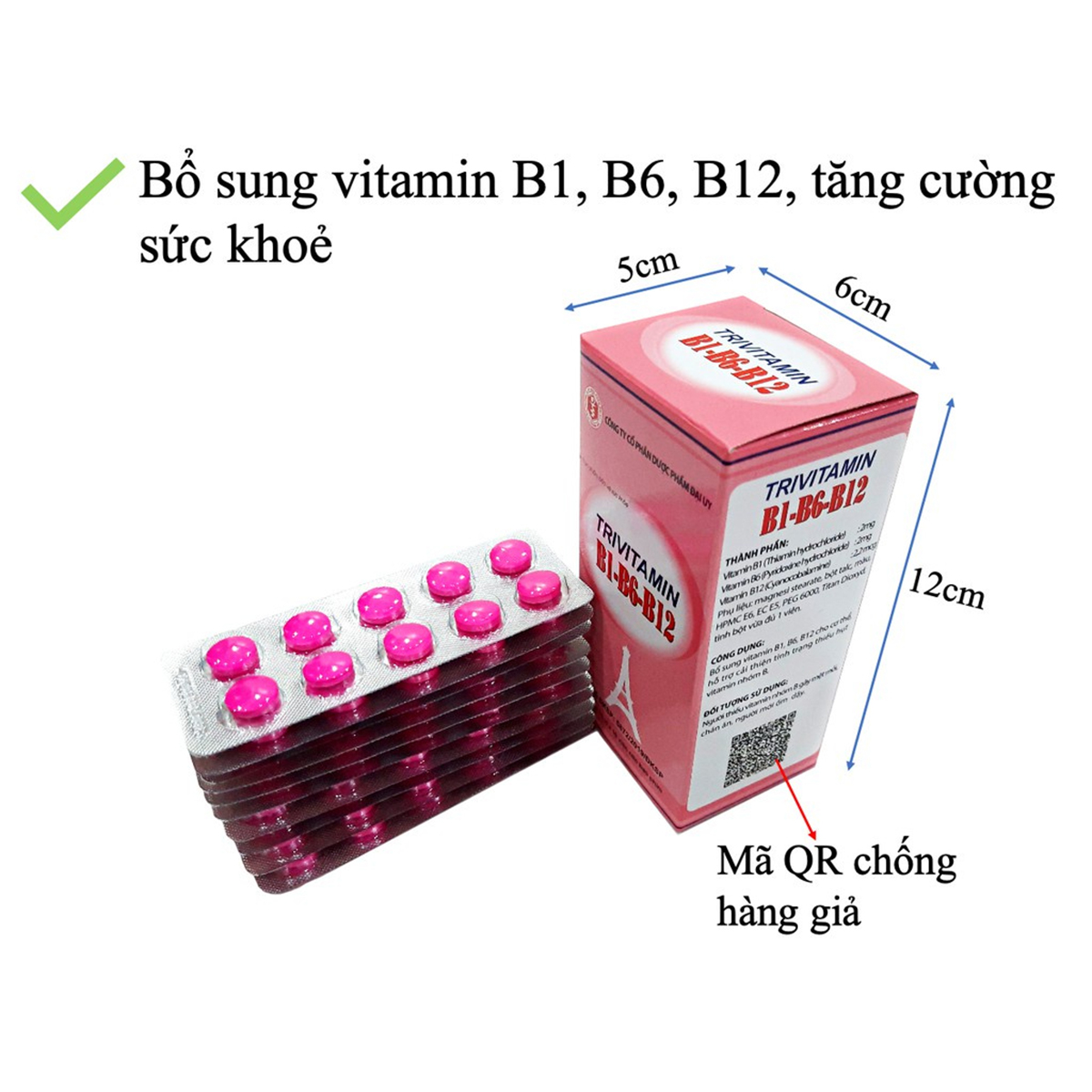 Vitamin 3B B1-B6-B12 Đại Uy (Hộp 10 vỉ x 10 viên nén)