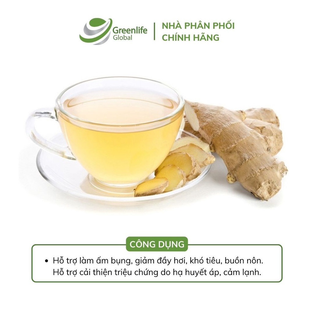 Trà gừng Đại Uy (Hộp 10 túi trà) - Làm ấm cơ thể, giảm đầy hơi, cảm lạnh
