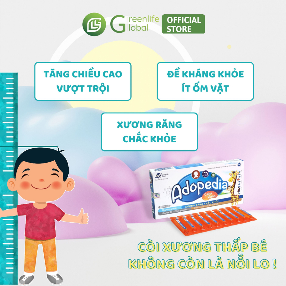 Combo CAO LỚN cho bé GrnLife - Giúp trẻ tăng chiều cao, thèm ăn, ngủ ngon và phát triển toàn diện