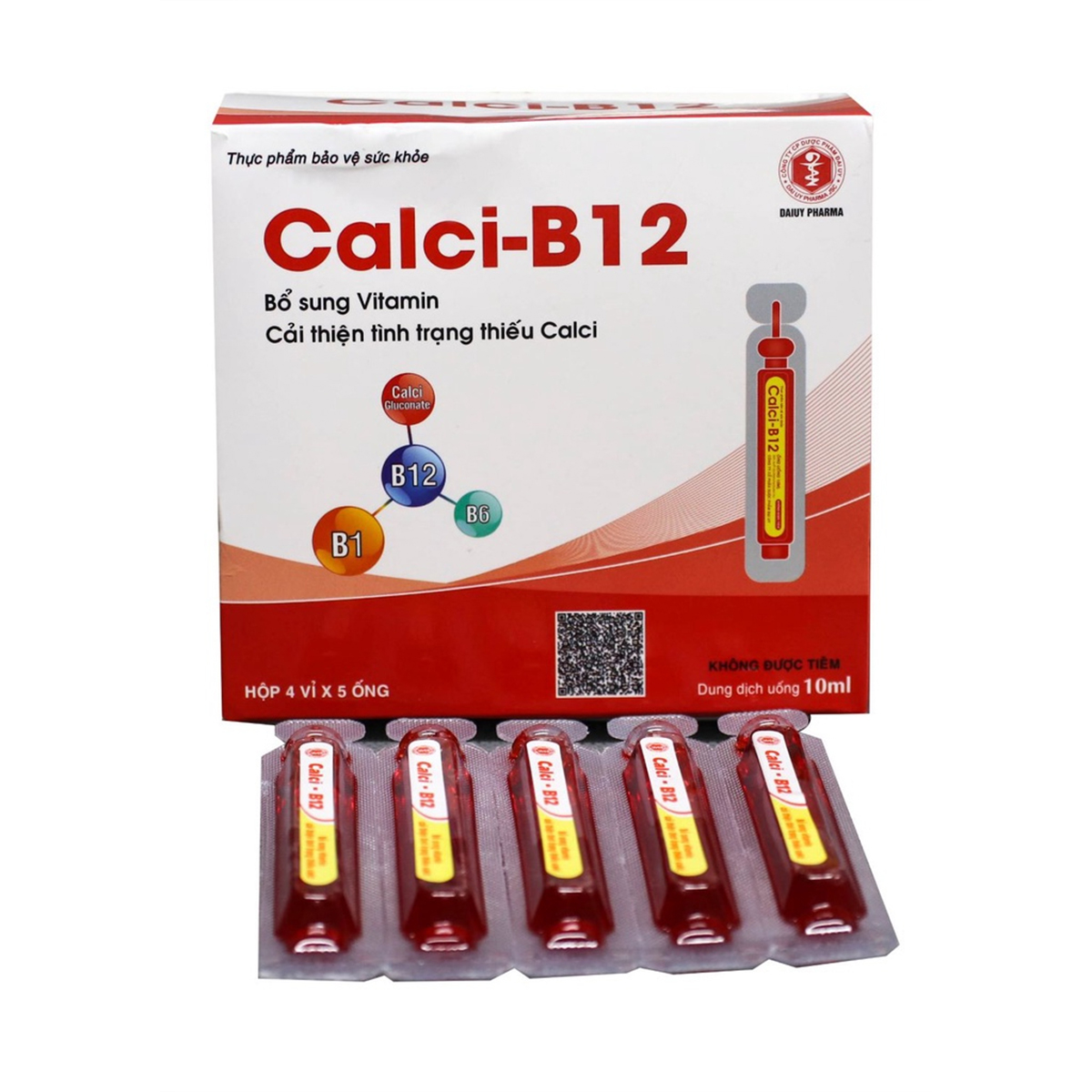 Siro canxi ống Đại Uy Canxi B12 - Bổ sung vitamin và Calci (Hộp 20 ống)