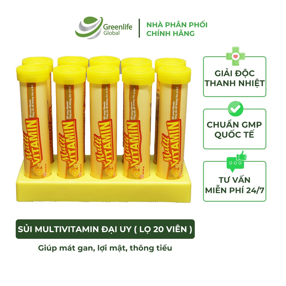 Sủi Multivitamin Đại Uy - Tăng cường sức đề kháng, giải độc cơ thể (Lọ 20 viên sủi)