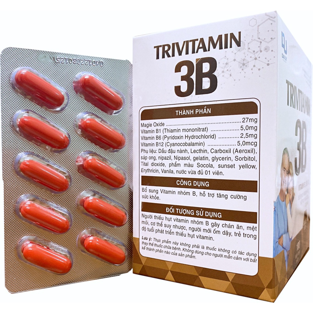 Vitamin B tổng hợp Đại Uy - TriVitamin 3B (Hộp 100 viên nang mềm)