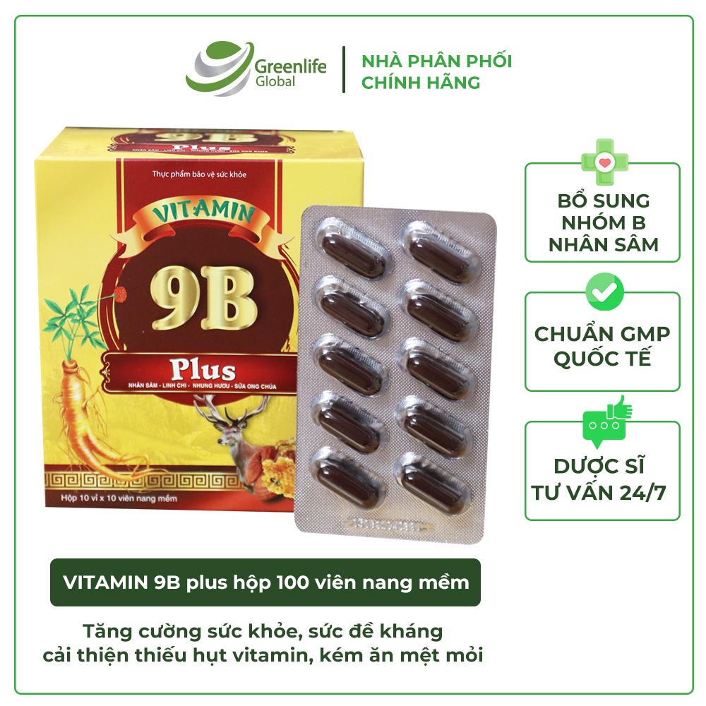 VITAMIN tổng hợp 9B PLUS Đại Uy tăng cường sức đề kháng, giúp ăn ngon, ngủ ngon (100 viên nang mềm)