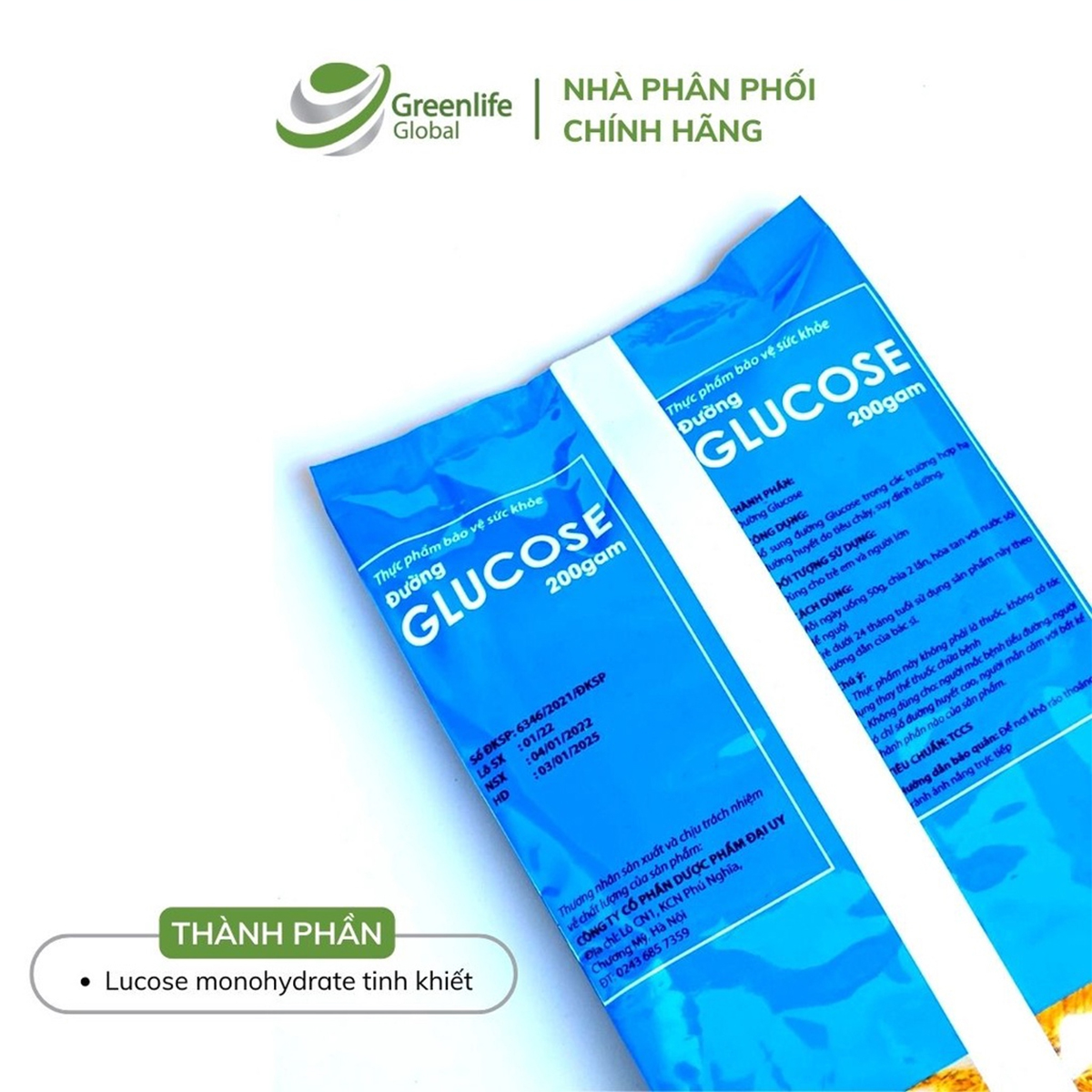 Đường Glucose Đại Uy 500G - bù nước, khoáng chất ngay lập tức, hấp thụ trực tiếp vào cơ thể, có thể thay thế đường kính