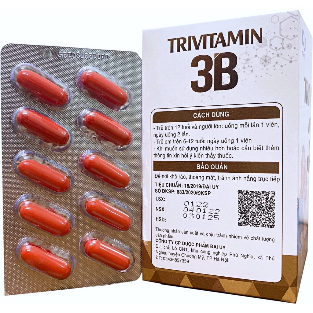 Vitamin B tổng hợp Đại Uy - TriVitamin 3B (Hộp 100 viên nang mềm)
