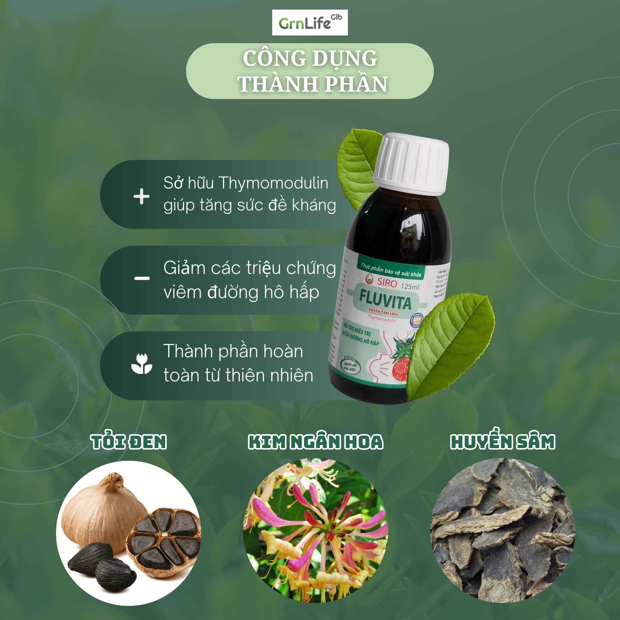 Siro ho cảm cúm Xuyên Tâm Liên FLUVITA Greenlife - Hỗ trợ giảm viêm hô hấp, tăng sức đề kháng