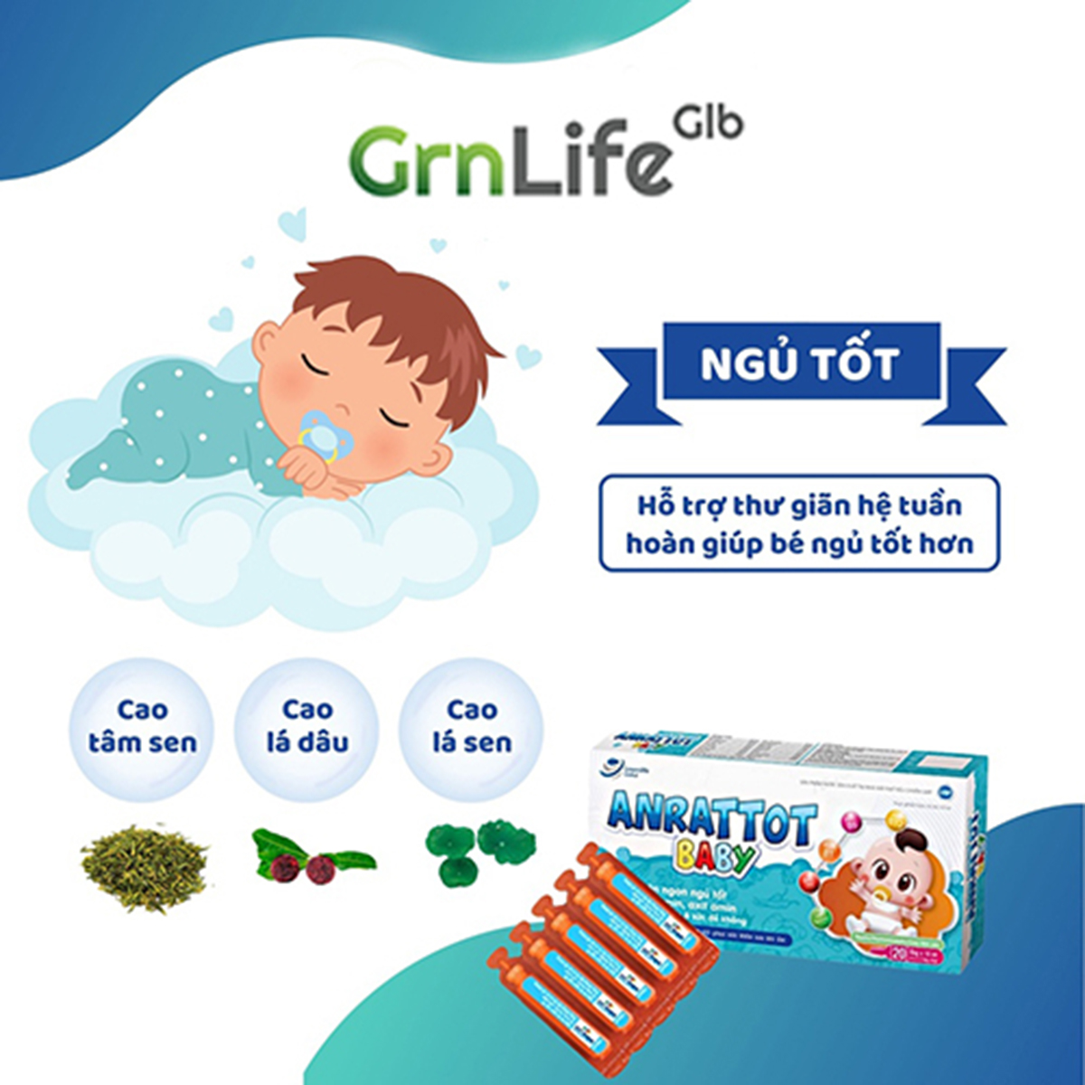 Siro ăn ngon cho bé GrnLife Anrattot Baby - giúp bé ngủ ngon, tăng cân tăng đề kháng, giảm biếng ăn
