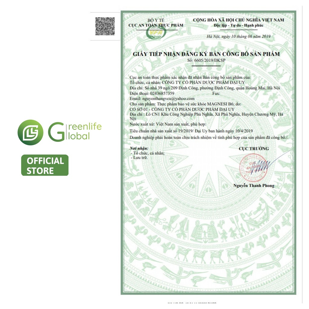 Vitamin Magnesi B6 Đại Uy - Bổ sung Magie và B6 giúp giảm đau đầu, mất ngủ, suy nhược cơ thể (hộp 100 viên)