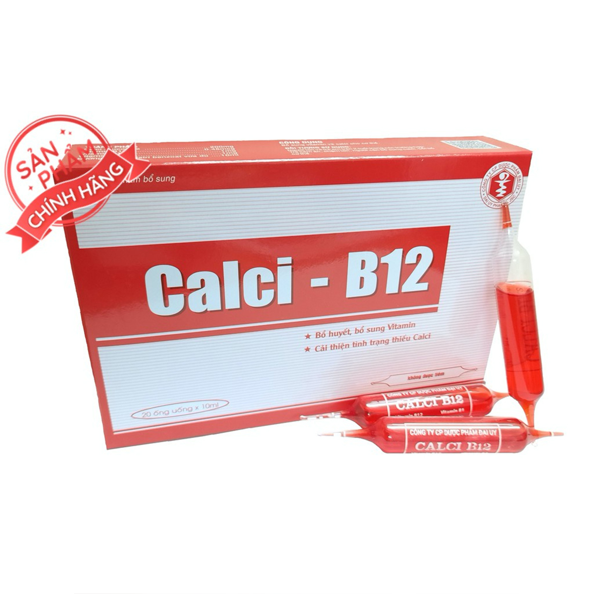 Siro canxi ống Đại Uy Canxi B12 - Bổ sung vitamin và Calci (Hộp 20 ống)