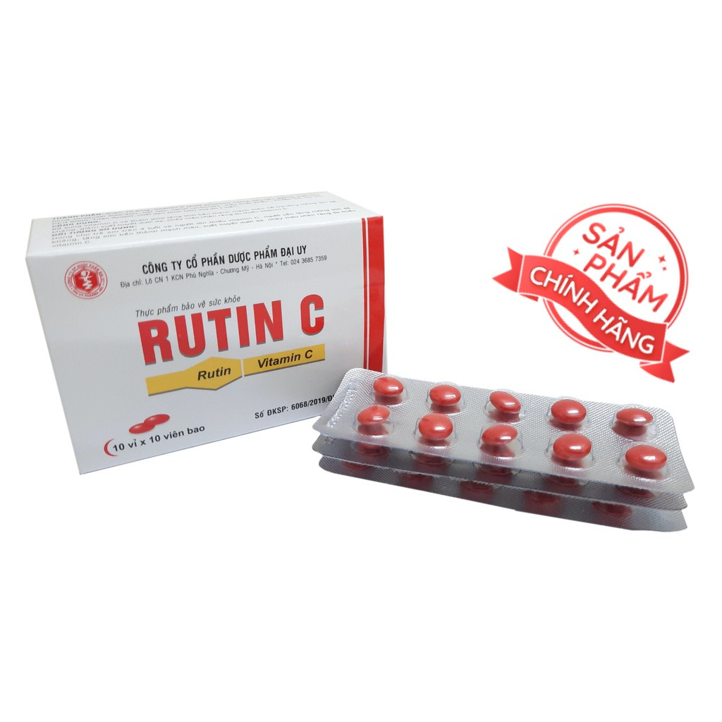 Rutin C Đại Uy 100 viên - Bổ sung vitamin C, tăng cường bền mạch máu, giảm chảy máu chân răng