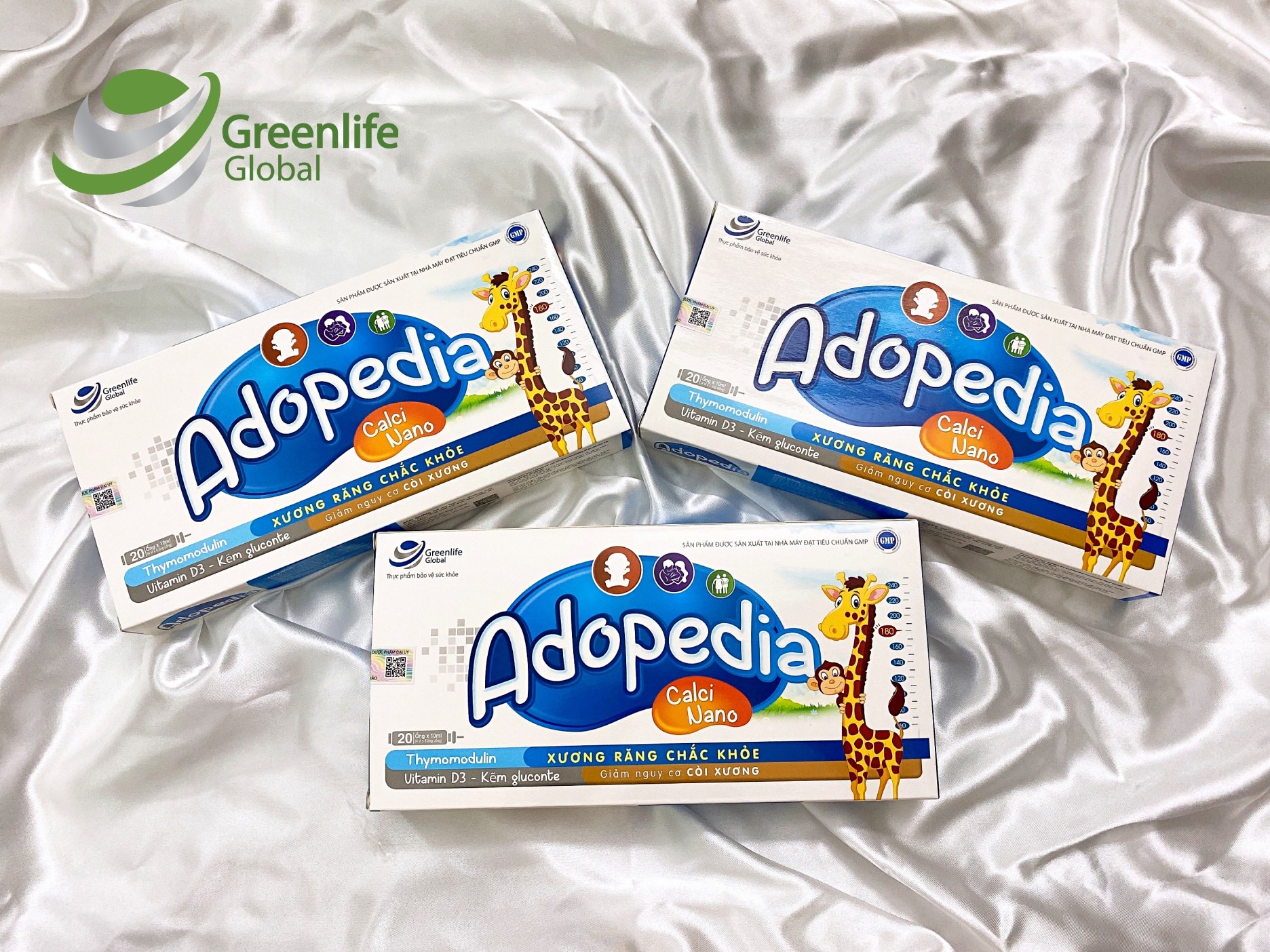 Canxi cho bé GrnLife Adopedia siro vị sữa - Giúp xương chắc khoẻ, tăng chiều cao (hộp 20 ống)