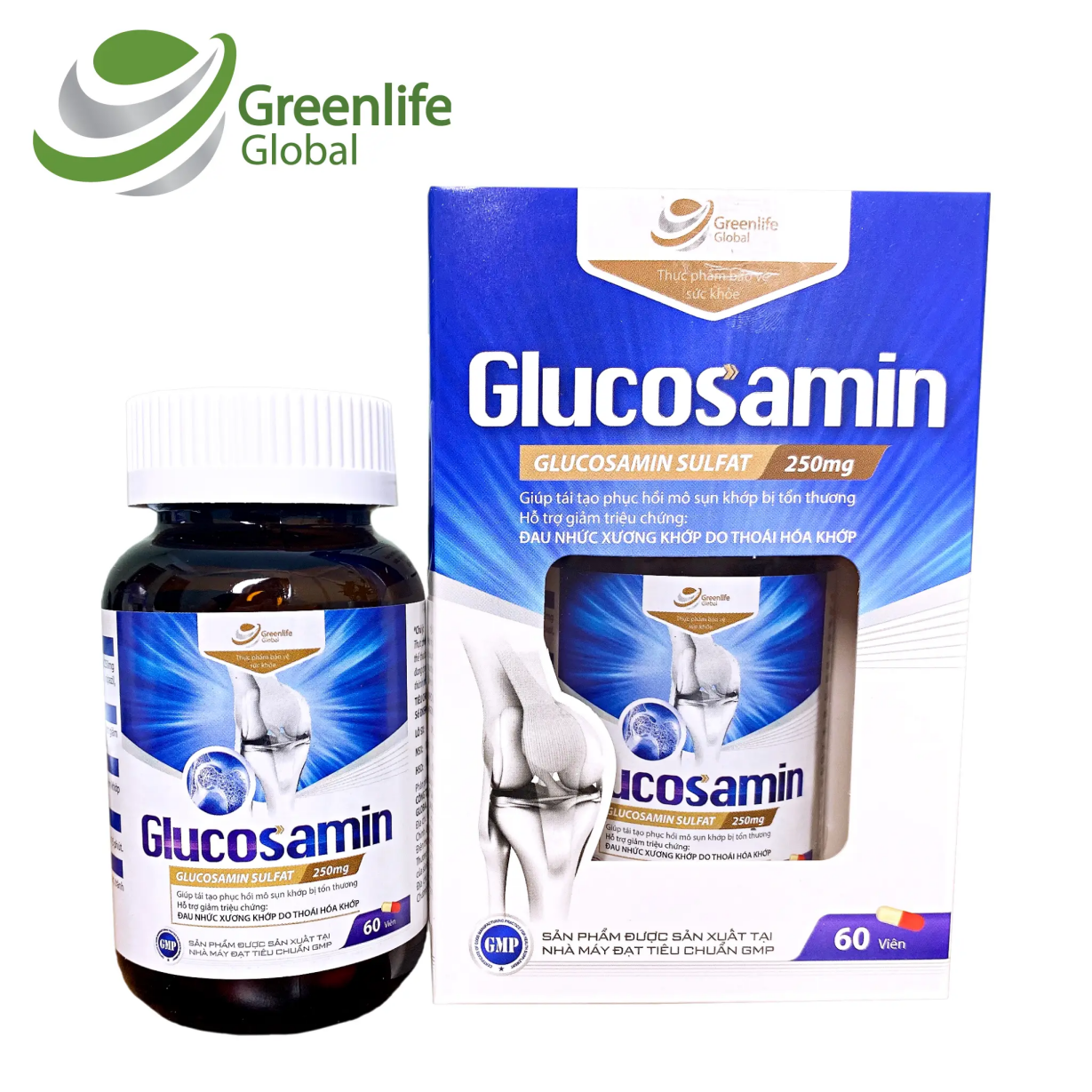 Viên xương khớp GrnLife Glucosamin (60 viên) nang cứng, hỗ trợ tái tạo mô sụn, tăng tiết dịch khớp