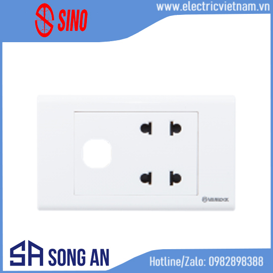 Ổ đôi 2 chấu + 1 hạt công tắc S18